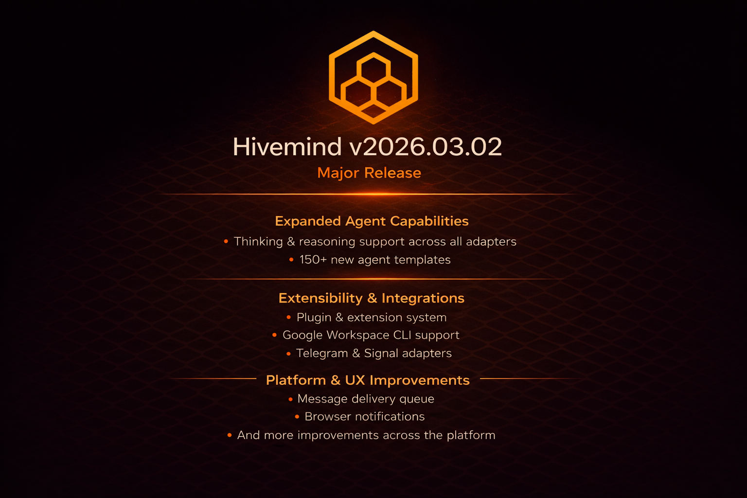 Hivemind 2026.03.02: Thinking Models, Plugins, Self-Evolving Agents, and 85 Other Things